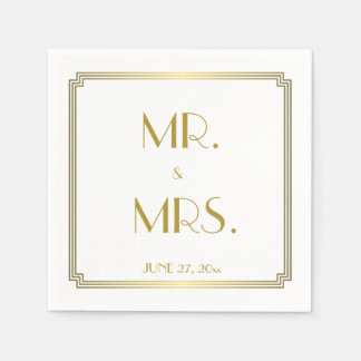 Great Gatsby Art Deco White Wedding Napkins