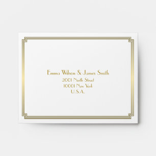 Great Gatsby Art Deco White Wedding RSVP Envelopes