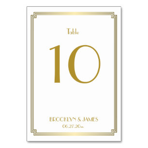 Great Gatsby Art Deco White Wedding Table Numbers