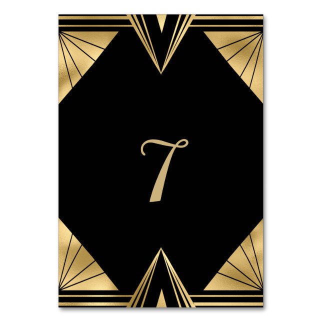 Great Gatsby black and gold  Wedding Table Number (Front)