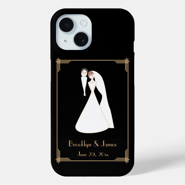 Great Gatsby Black Art Deco Wedding iPhone Case (Back)