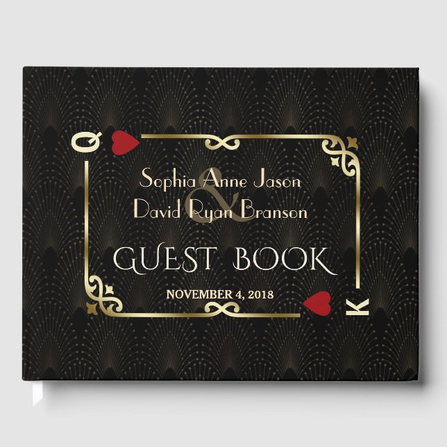 Great Gatsby Casino Las Vegas Poker Wedding Guest Book (Front)