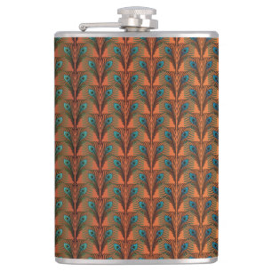 Great Gatsby Feathers art deco design Hip Flask