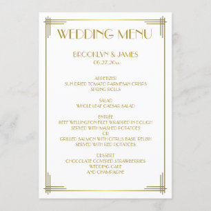 Great Gatsby Gold Art Deco Wedding Menu