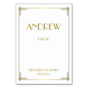 Great Gatsby Gold Art Deco Wedding Table Cards