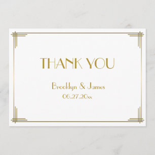 Great Gatsby Gold Art Deco Wedding Thank You Card