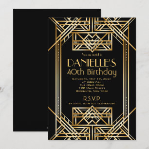 Great Gatsby Inspiré Art Déco Invitation Anniversa
