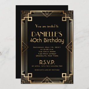 Great Gatsby Inspiré Art Déco Invitation Anniversa