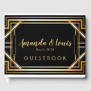 Great Gatsby Inspiré Art Déco Mariage livre d'hôte