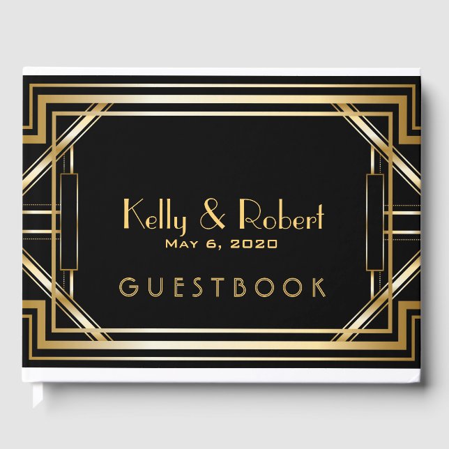 Great Gatsby Inspiré Art Déco Mariage livre d'hôte (Recto)