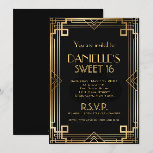 Great Gatsby Inspiré Art Déco Sweet 16 Invitation