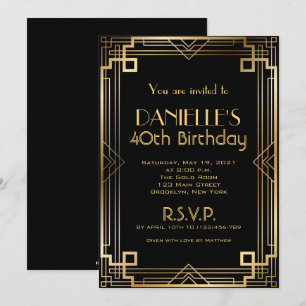 Great Gatsby Inspired Art Deco Birthday Invitation