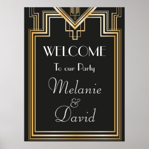 Great Gatsby Inspired Welcome Party Signage Poster