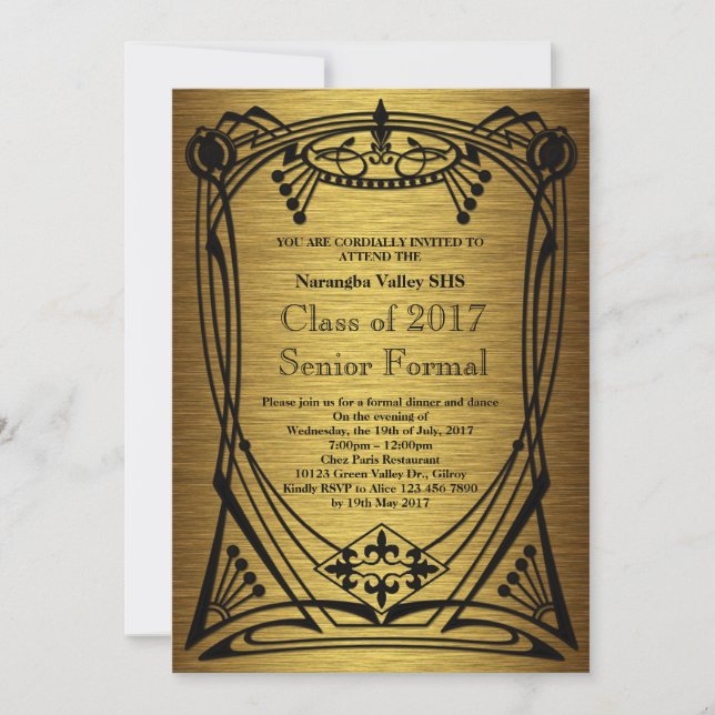 Great Gatsby Prom Senior Formal Invitation (Front)