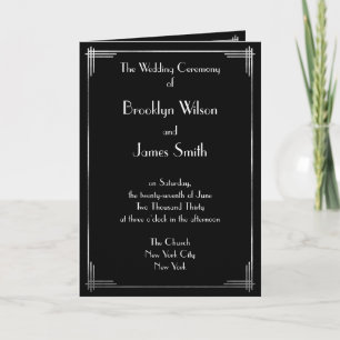 Great Gatsby Silver Foil Art Deco Wedding Programs