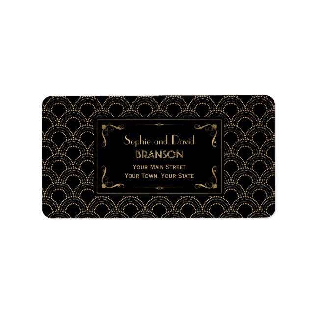 Great Gatsby Vintage 1920s Art Deco Wedding Label (Front)