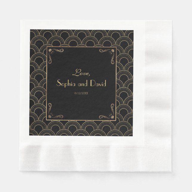 Great Gatsby Vintage 1920s Art Deco Wedding Napkin (Front)