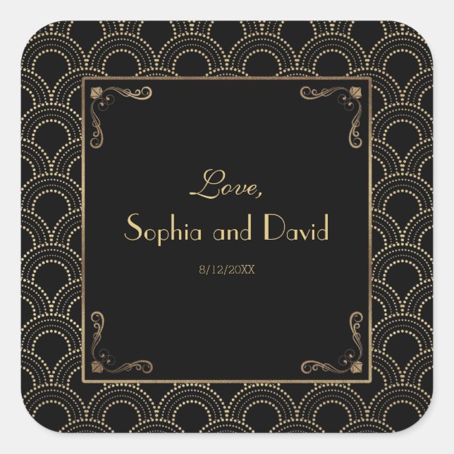 Great Gatsby Vintage 1920s Art Deco Wedding Square Sticker (Front)