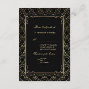 Great Gatsby Vintage Art Deco Wedding RSVP Card