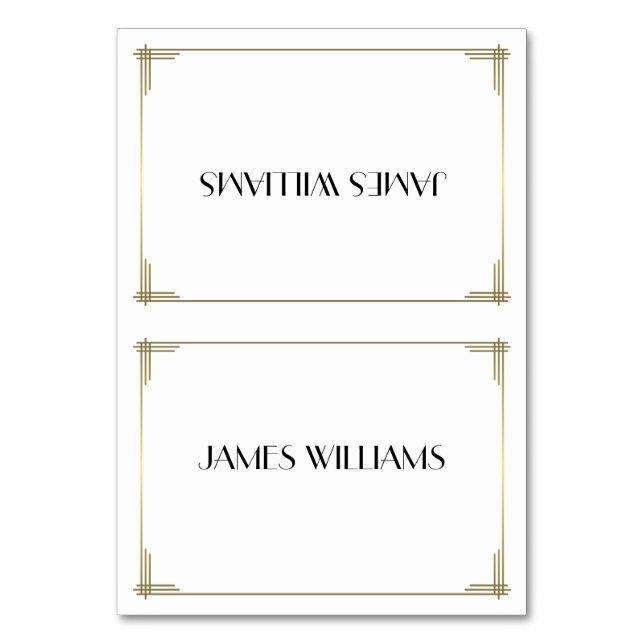 Great Gatsby White Art Deco Place Setting Cards (Front)