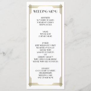 Great Gatsby White Art Deco Wedding Menu