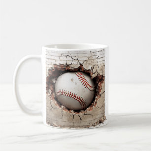 Great Gift for Baseball Fan! 3D-Look Baseball on S Coffee Mug