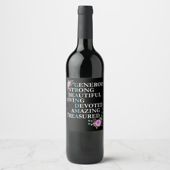 Great gift for Grandma Wine Label with words (Front)