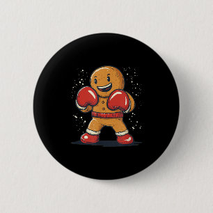 Great Gingerbread Man With Boxing Gloves Outfit  2 Inch Round Button