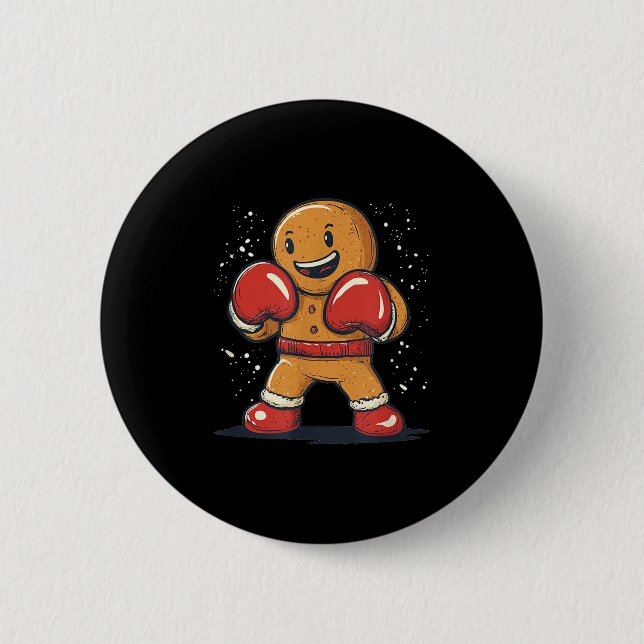Great Gingerbread Man With Boxing Gloves Outfit  2 Inch Round Button (Front)