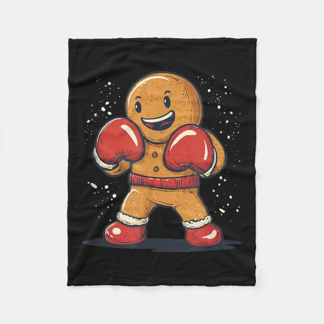 Great Gingerbread Man With Boxing Gloves Outfit  Fleece Blanket (Front)