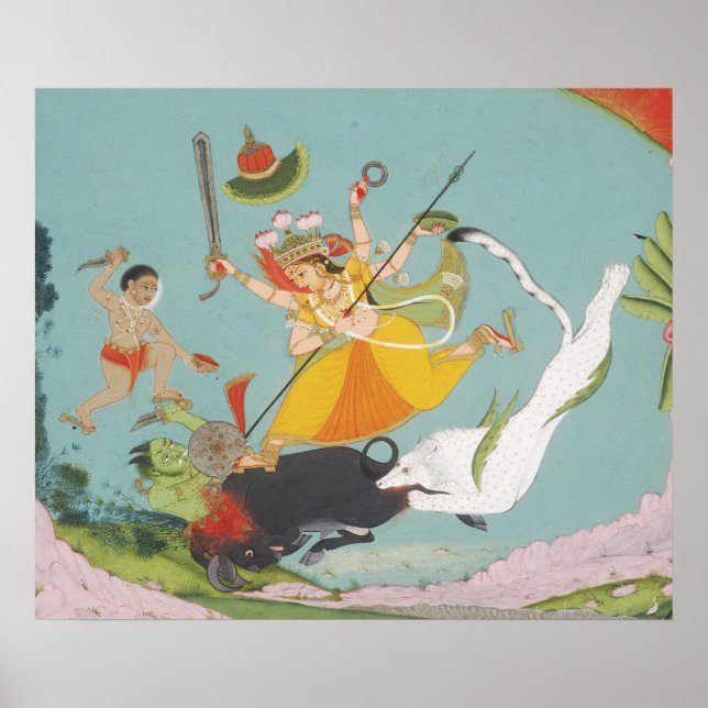 Great Goddess Durga Slaying the Buffalo Demon Poster (Front)