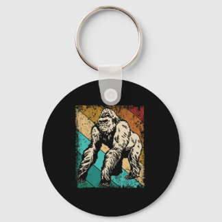 Great Gorilla Retro Silhouette Great Apes Keychain