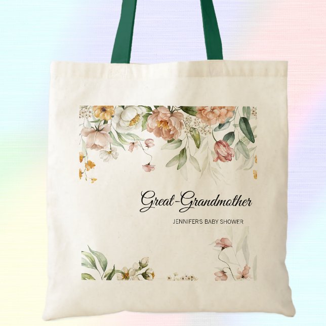 Great-Grand Soft Pink Florals Baby Shower Tote (Creator Uploaded)