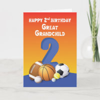 Great Grandchild, Boy 2nd Birthday Sports Balls