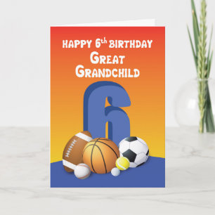 Great Grandchild, Boy 6th Birthday Sports Balls Card