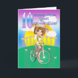 Great Granddaughter 10th Birthday Card with little<br><div class="desc">Great Granddaughter 10th Birthday Card with little girl on bike</div>