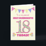Great Granddaughter 18th Birthday Primrose Card<br><div class="desc">A pretty 18th Birthday card for your great granddaughter, with polka dot bunting, primrose flowers and numbers filled with a primrose pattern, all on a pale yellow check gingham background. The front cover message is, 'To a very special GREAT GRANDDAUGHTER 18 TODAY!' The inside message is just a suggestion and...</div>