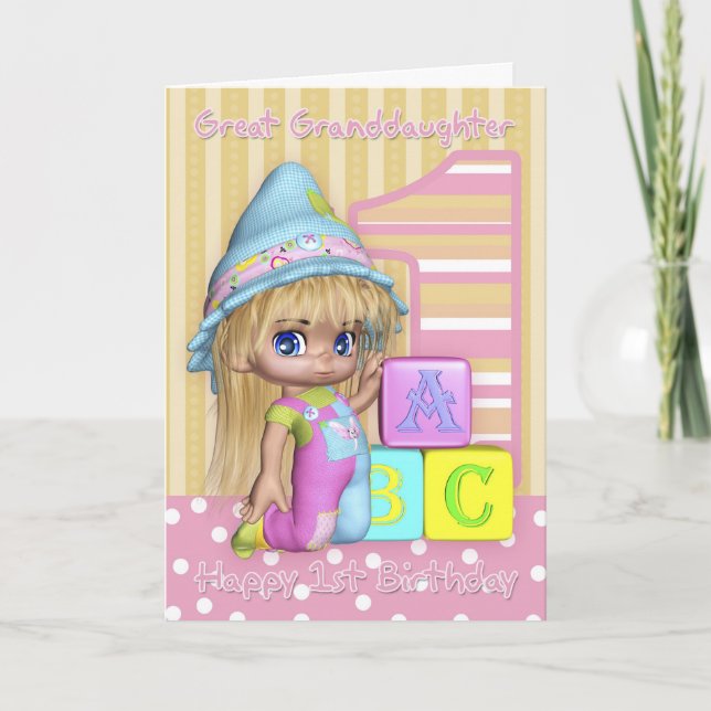 Great Granddaughter 1st Birthday Card (Front)