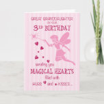 Great Granddaughter 3rd Birthday Magical Fairy Pin Card<br><div class="desc">This sweet fairy is filled with love and wishes for a wonderful birthday! Your great granddaughter will love to receive this pink fairy on her 3rd birthday,  who is magically sending hugs and kisses of love from you!</div>