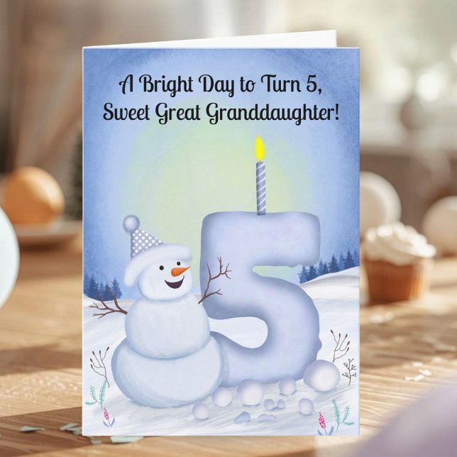 Great Granddaughter 5th Birthday Snowman Snowy  Card (Creator Uploaded)