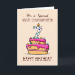 Great Granddaughter 7th Birthday, 7 on Sweet Cake Card<br><div class="desc">Pink icing covered cake sprinkled with colorful candies are on the front of this cute card that says happy 7th birthday to a special great granddaughter. When your great granddaughter is celebrating her 7th birthday,  then this is the perfect card to send.</div>