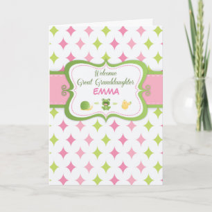 Great Granddaughter, Baby Welcome, Custom Personal Card