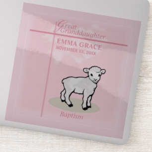 Great Granddaughter Baptism Pink Girl Lamb