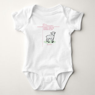 Great Granddaughter Baptism Pink Girl Lamb Baby Bodysuit