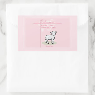 Great Granddaughter Baptism Pink Girl Lamb Sticker