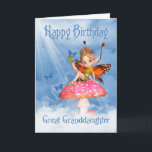 Great Granddaughter Birthday Card - Cute Fairy On<br><div class="desc">Great Granddaughter Birthday Card - Cute Fairy On A Mushroom</div>