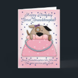 Great Granddaughter Birthday Card - Cute Purse Pet<br><div class="desc">Great Granddaughter Birthday Card - Cute Purse Pet</div>
