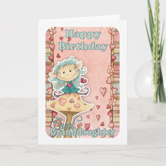 great granddaughter birthday card with cute little (Front)
