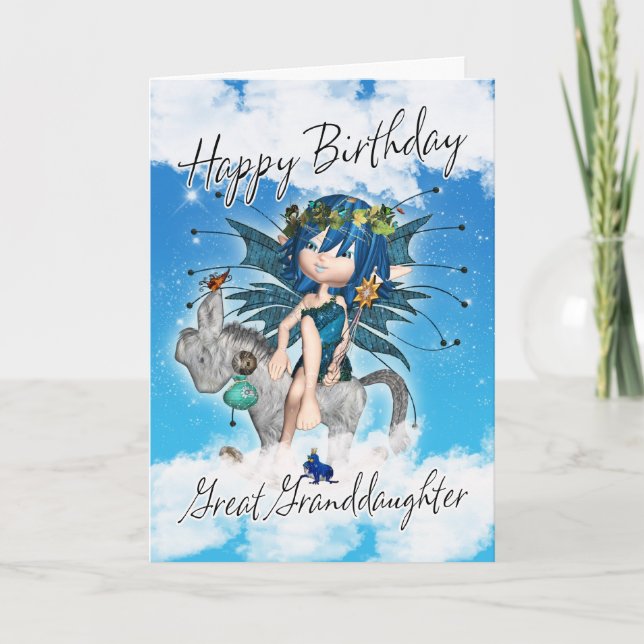 Great Granddaughter Birthday Card - With Sky Fairy (Front)