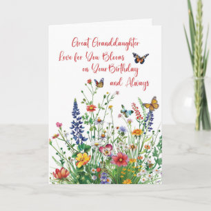 Great Granddaughter Birthday Love Bloom Wildflower Card